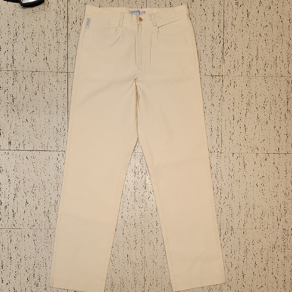 Zegna Sport Tan Cream Straight Leg Casual Chino Dress Pants